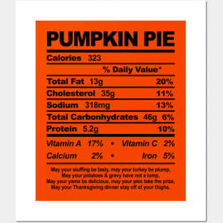 Pumpkin Pie Nutritional Information Thanksgiving Posters and Art